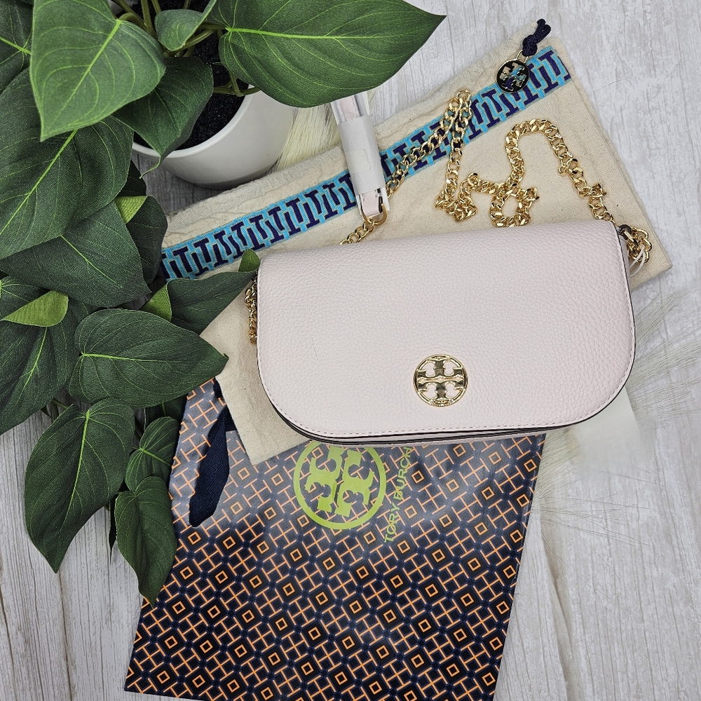 Tory Burch delicate pink Chelsea Pebbled leather convertible shoulder Crossbody